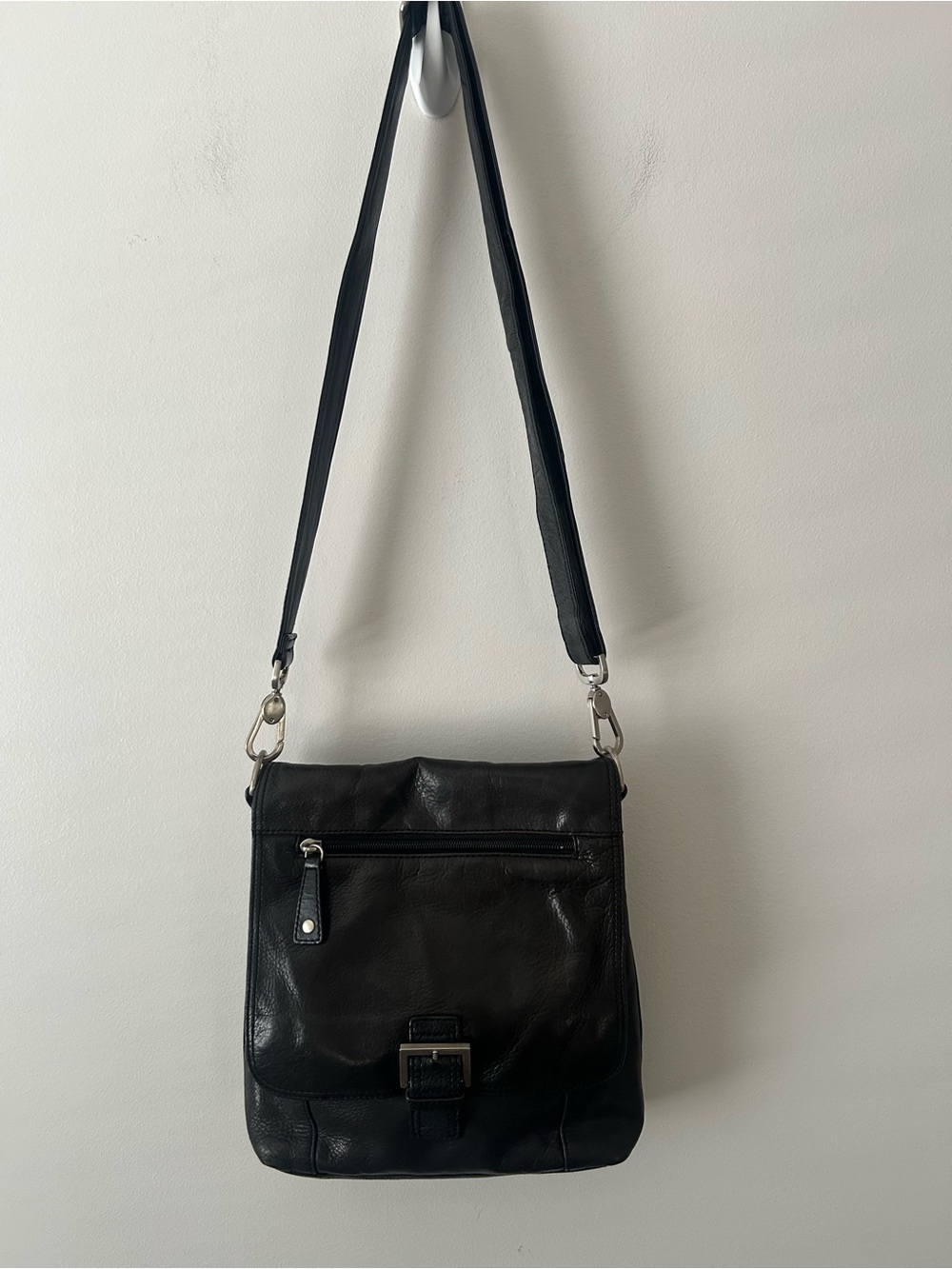 Audrey Brooke Black Leather Crossbody Bag